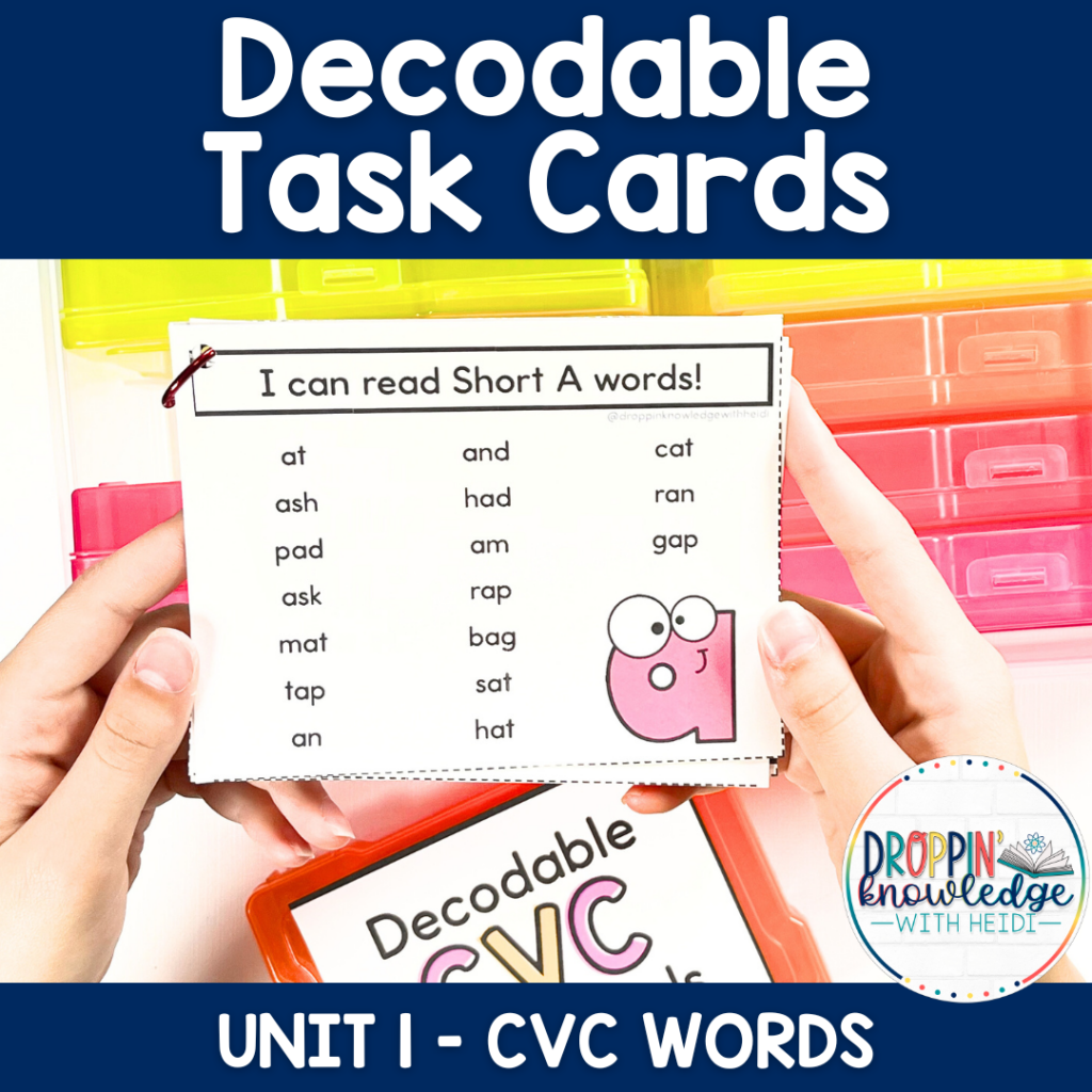 Decodable Task Cards - CVC Words, Phrases, and Sentences! - Droppin ...