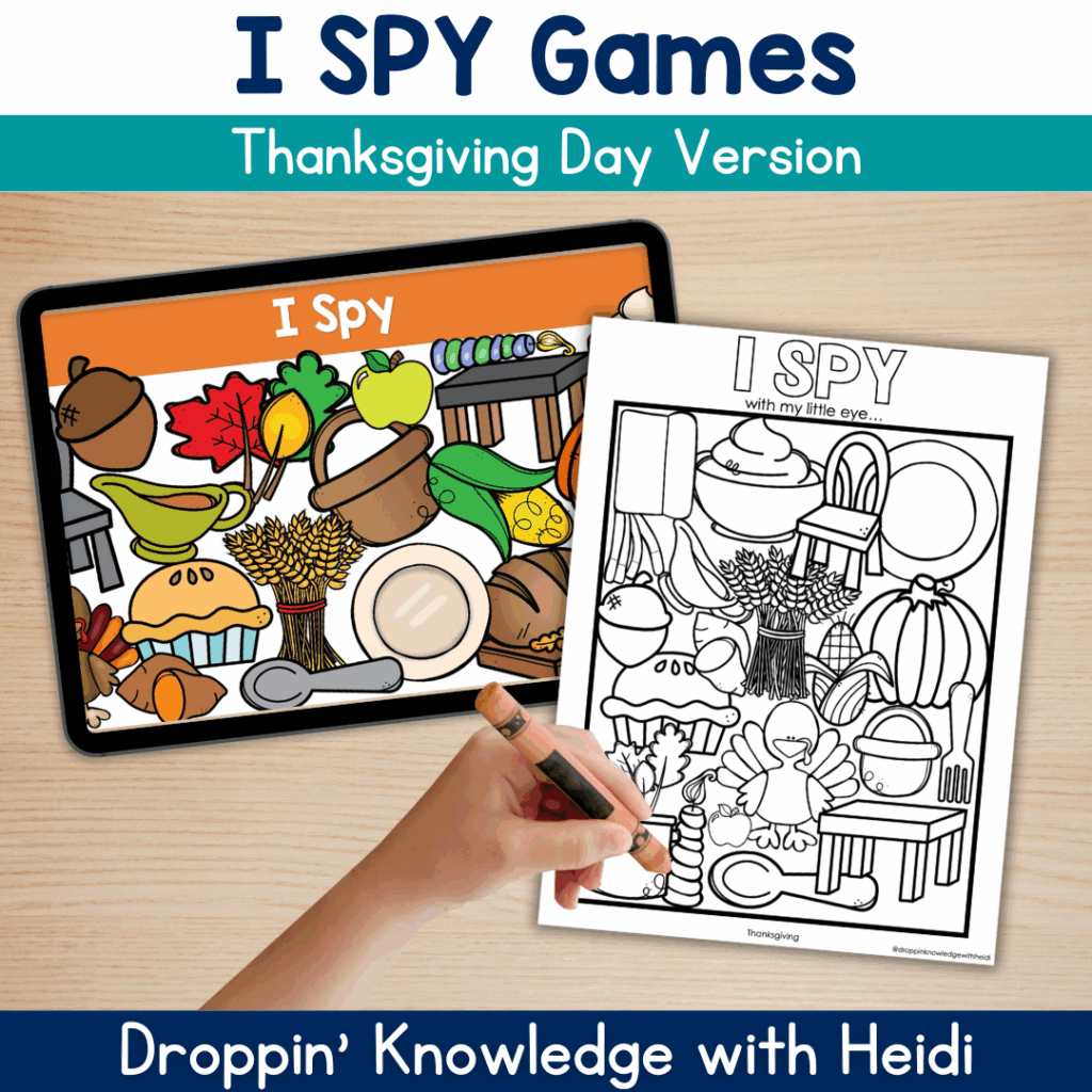 I Spy Game Phonemic Awareness Thanksgiving Beginning Sounds Syllables