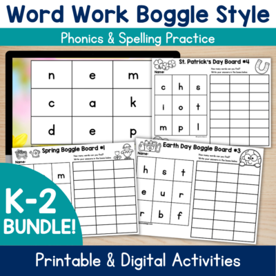 Word Work Boggle Style - The GROWING Bundle - Phonics Spelling Games