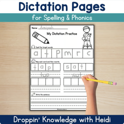 Spelling Dictation Blank Template Pages - Seasons Holidays Phonics