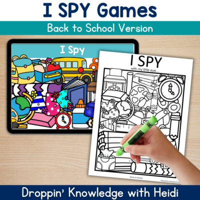 I SPY Phonemic Awareness BACK TO SCHOOL - Beginning Sounds Syllables Rhyming