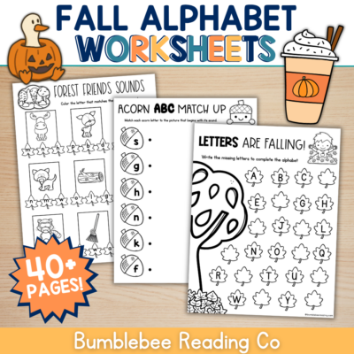 FALL NO PREP Alphabet Beginning Sounds Decodable Worksheets Phonics