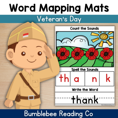 Orthographic Mapping Mats Veteran's Day Theme (Sound Boxes) Phonics Sight Words